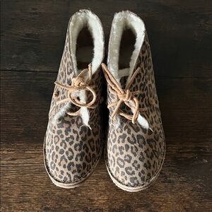 NWT BEEK Penguin Leopard Print Fur-Lined Ankle Boots